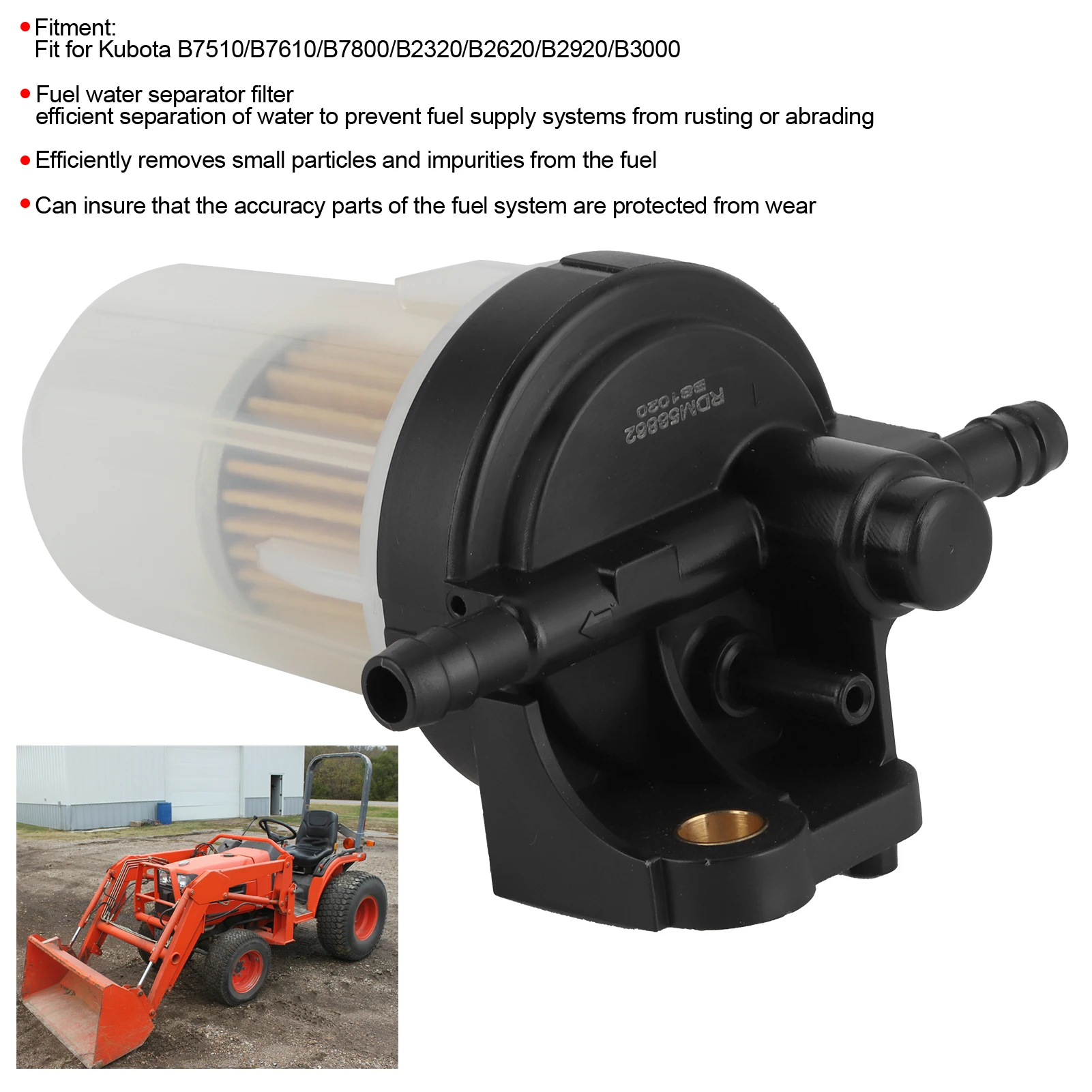 Kubota Water Separator Assembly | Fuel Filter Replacement For B7510 B7610 B7800 B2320 B2620 B2920 B3000