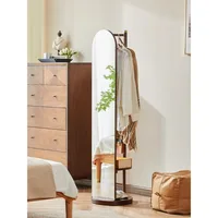 Full-length Mirror Solid Wood Coat Rack, Modern Luxury Clothes Rack, Floor-standing Integrated, Living Room and Bedroom 1