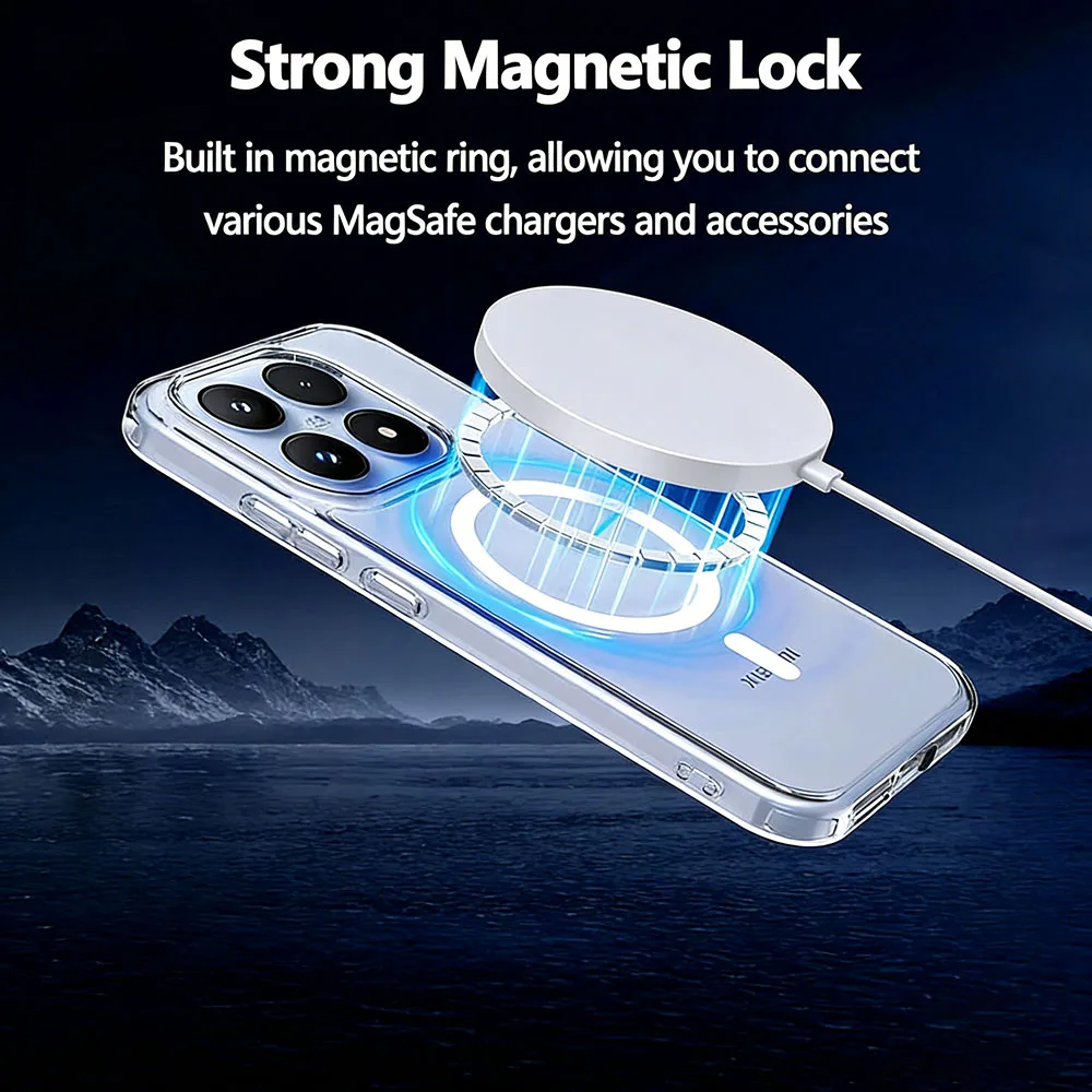 Hybrid Transparent Magnetic Hard Case with Soft Bumper