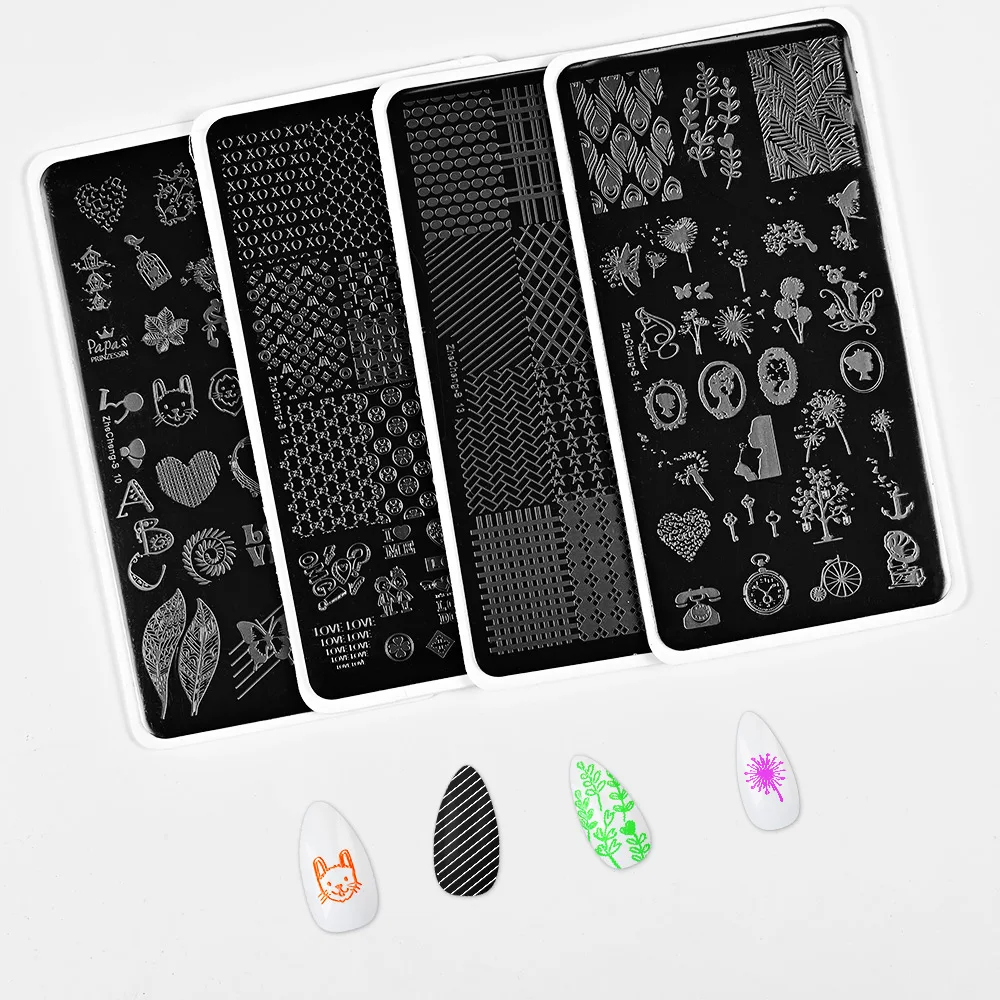2023 Flower Leaves Nail Stamping Plates  6X12mm Leaf Floral Butterfly Line Printing Stencil Nail Stamp Templates Nail Art Tools 5