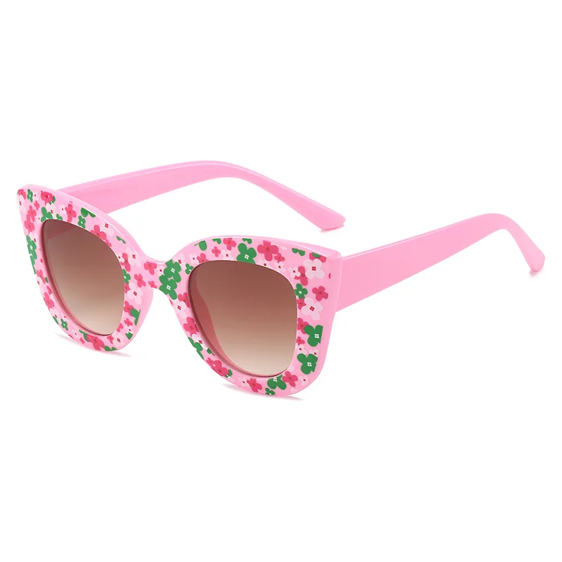 New Fashionable Cat Eye Children's Sunglasses 115 Personalized Frame Printed Girl Cute Decoration Versatile Sunshade Mirror kids sunglasses