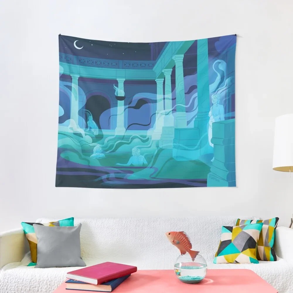 

Night at the Baths - Aqua Tapestry Anime Decor Bedroom Decoration Tapestry