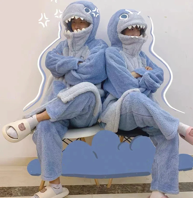 Winter Unisex Adult Cosplay Animal Pajamas Set Family Halloween Christmas Sleepwear Cosplay Costume for Women Men Nightwear 2pcs