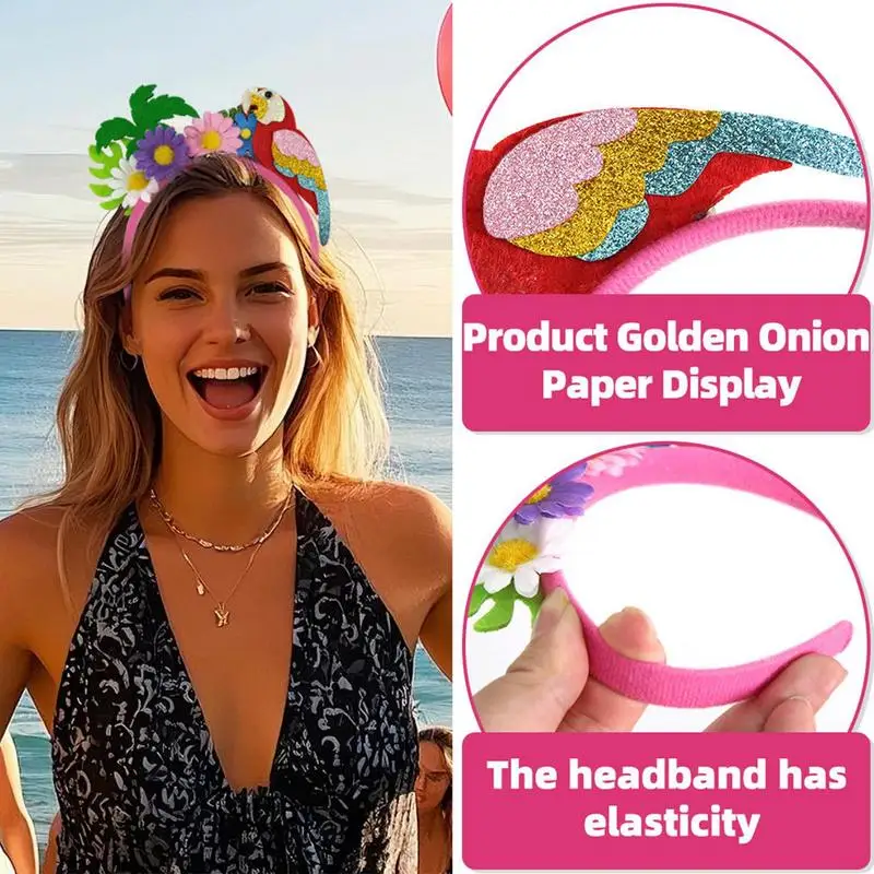 Hawaiian Headbands For Women Headwear Hairband For Beach Set Of 8 Beach Party Hair Hoop Kids Adults Carnival Dress Up Floral