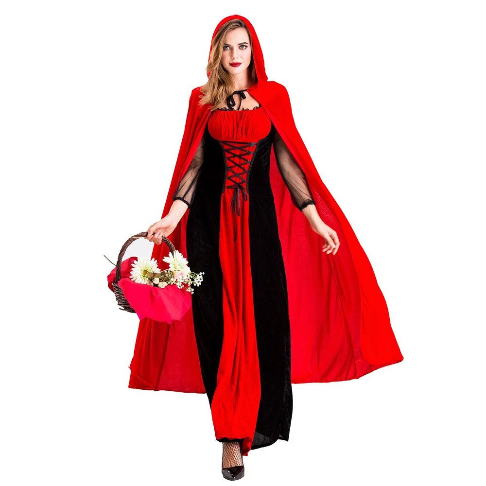 chinese dress ladies Luxe Red Riding Hood Dress & Cape Set 10