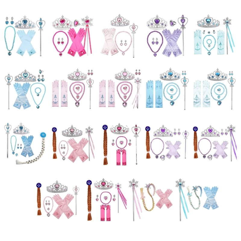 

Princess Girls Cosplay Set Wand Necklace Gloves Accessory QX2D