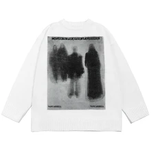 

Hip Hop Graphic Print Streetwear Harajuku Loose Fashion Casual Pullovers Autumn Men Oversized Knitted Jumper Sweaters
