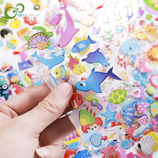 5 Sheets 3d Puffy Bubble Stickers Mixed Cartoon Animals Cars