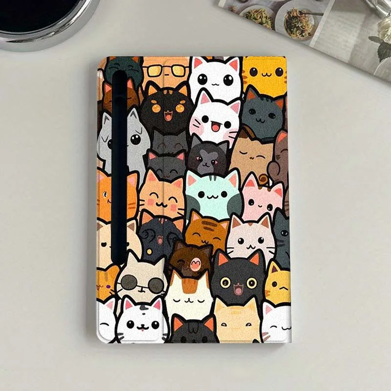 Cartoon Cat Flower Foldable Tablet Cover Case