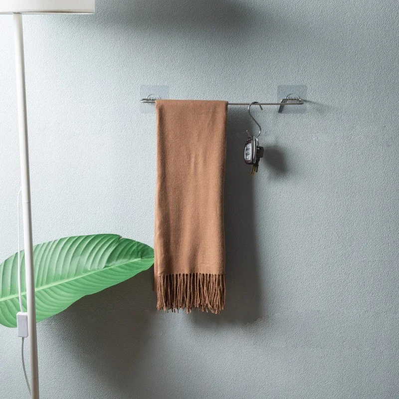 Wall Mounted Stainless Steel Pipe Towel Pole Towel Holder Hook Bathroom towel rack Multifunctional storage hanging rod