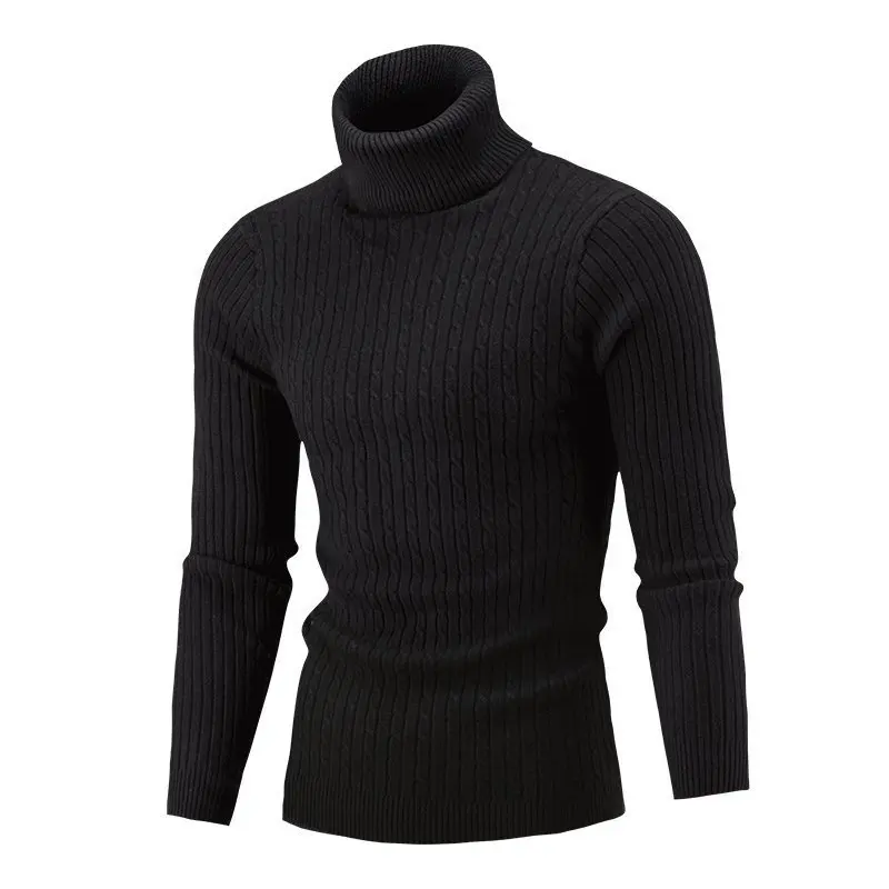 Men's Sweater High Neck Sweater New Europe and America High Neck Color Fried Dough Twists Bottoming Sweater Men's 2023 New