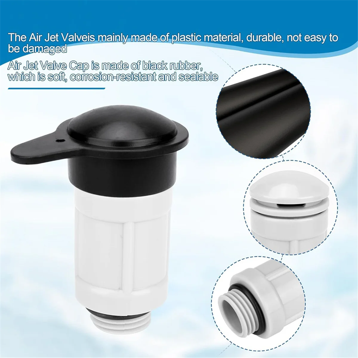 Air Jet Valve & Air Jet Valve Cap for Intex Above Ground Pool Inlet Compatible with 26165EH 26167EHJAS