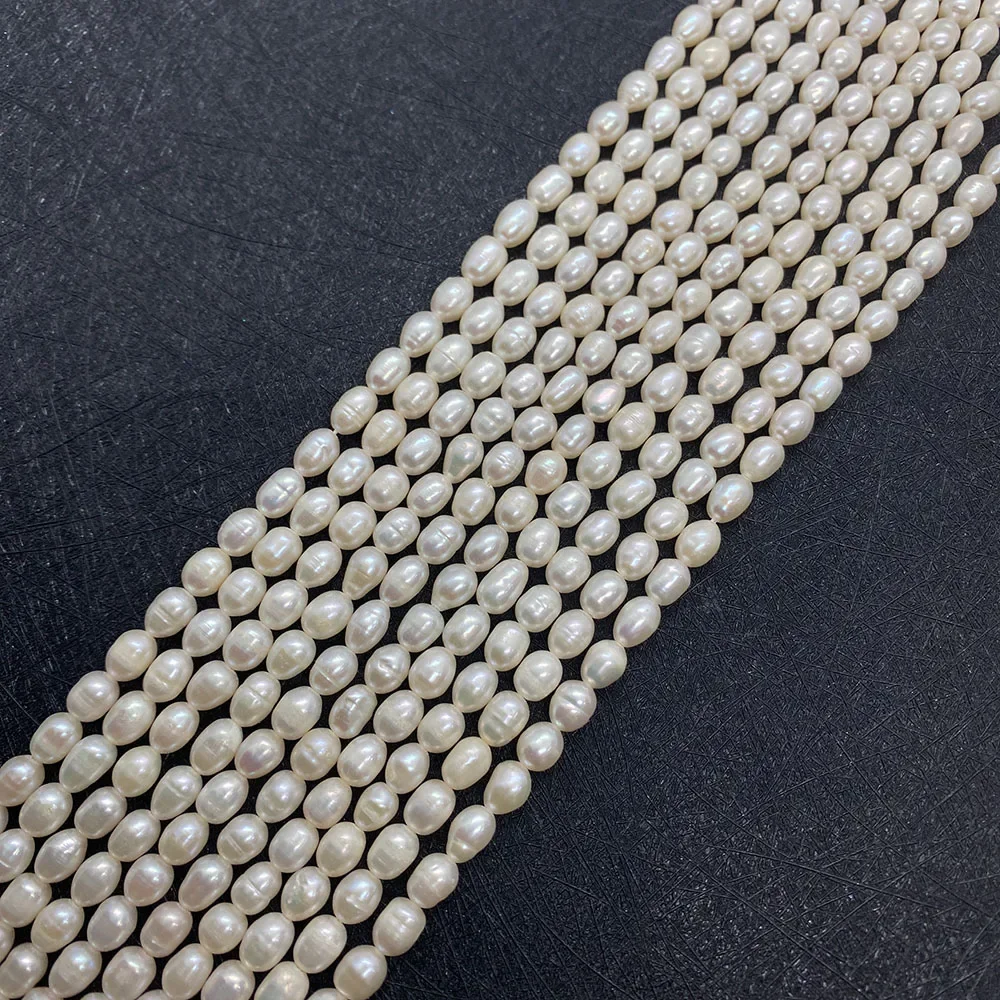 High-quality Natural Freshwater Pearl White Rice-shaped Handmade DIY Ladies Necklace Jewelry Jewelry Making Accessories 4.5-5mm