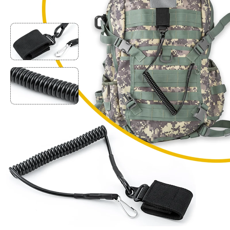 

Tactical Pistol Safety Lanyard Spring Sling Strap Magic Strap, Hook Buckle Adjustable Combat Retractable
