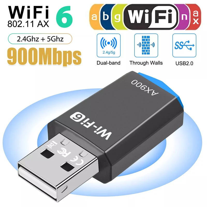 AX900 900Mbps USB WiFi Bluetooth adapter dual band 2.4G/5Ghz WiFi 6 USB adapter 900Mbps for Laptop Windows 7 10 11 wireless wifi adapter