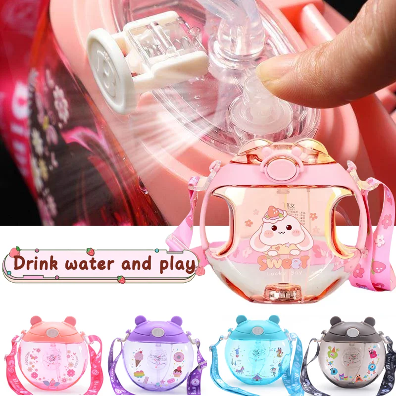 

Kawaii Doughnut Spray Kettle Large Capacity kids Water Cup Portable Children's Straw Cup Baby Leak-proof Drinking Bottle Feeding