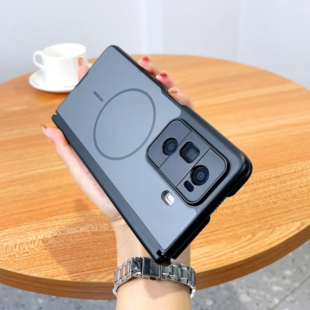 Magnetic Matte Shockproof Phone Case with Wireless Charging Compatibility