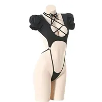 Ensemble de sous-vêtements Bandage à bretelles Sexy, dos nu, une pièce, Costume de Bikini, pyjama pour femmes, uniforme de Lingerie, Cosplay 4