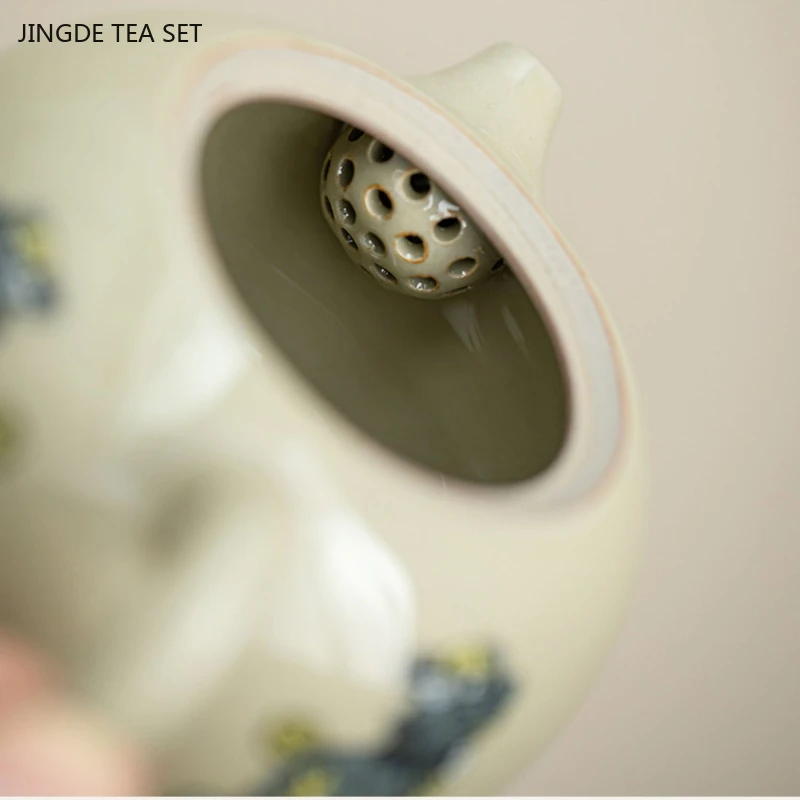 1PCS 210cc Ceramic Xishi Pot High end Home Office Reception Ball Hole Through Follicle Teapot Kung Fu Tea Set