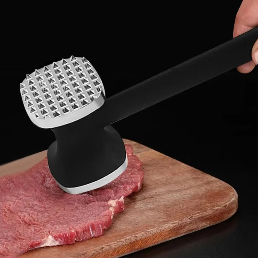 Multi-purpose Meat Tenderizer Tool with Comfort Handle Double-sided Meat Mallet Portable Aluminum Alloy Kitchen Gadgets