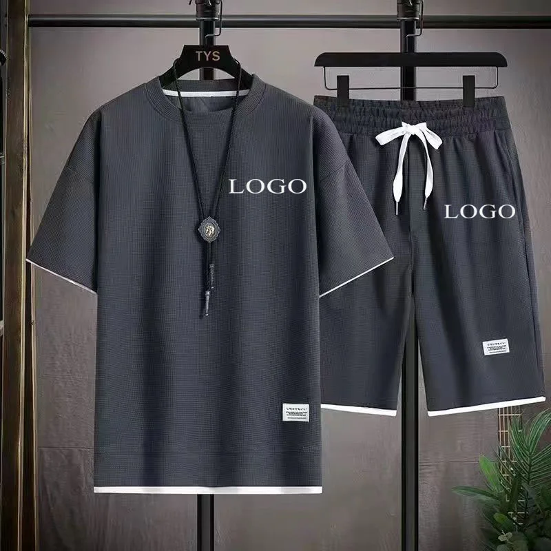 Your Own Design Brand Logo/Picture Personalized Custom Anywhere Men Women DIY Waffle Short Sleeve Set Fashion New