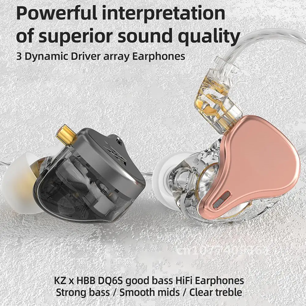 

In-ear Wired Earphone 3 Unit Moving-coil KZ DQ6S Mega-Bass HiFi Sound Monitor Music Earphone for Phone