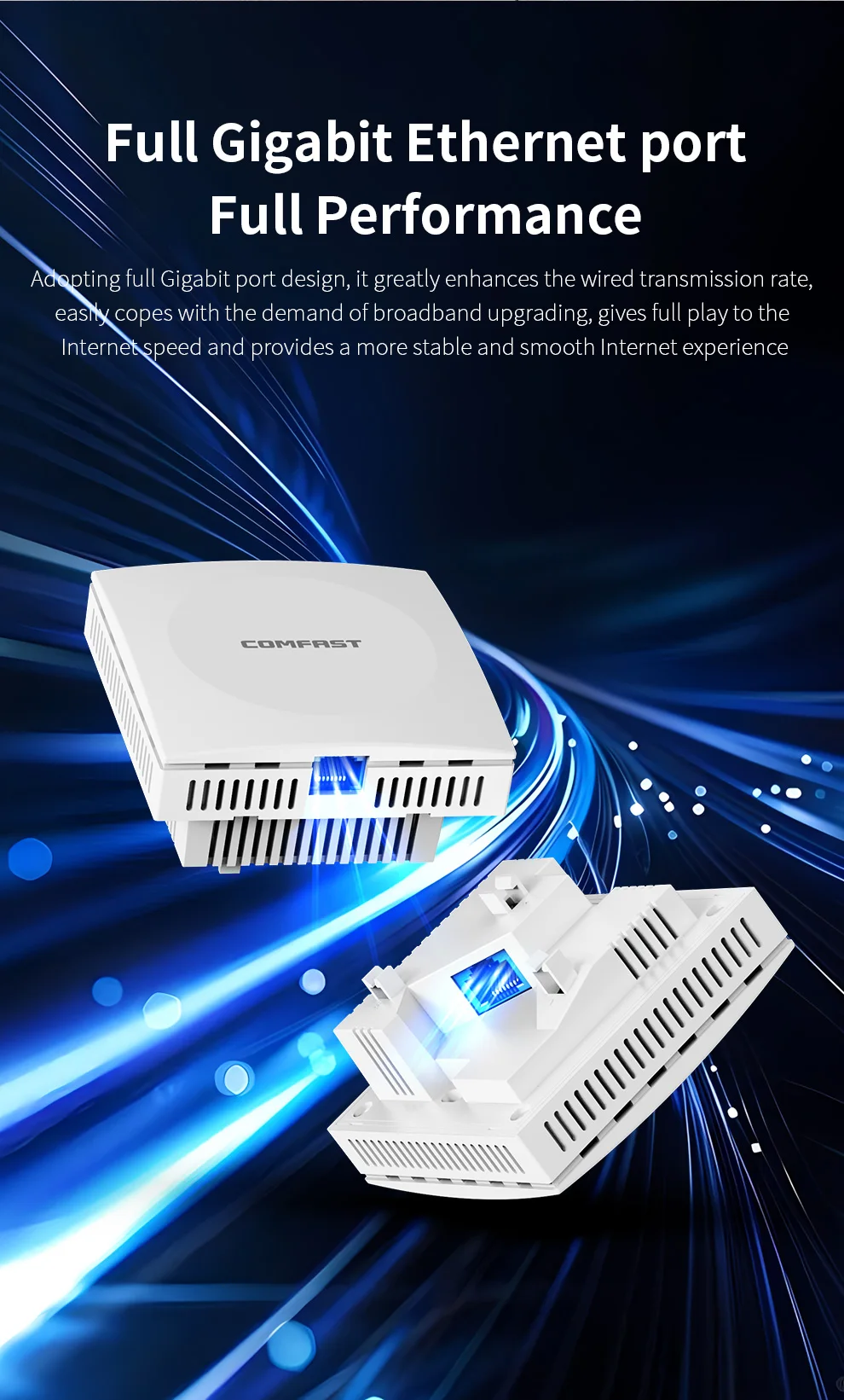 1500Mbps Wireless In-wall AP AX1500 Dual Band Repeater Router Access Point Gigabit Network Port Indoor WiFi Amplifier CF-E591AX