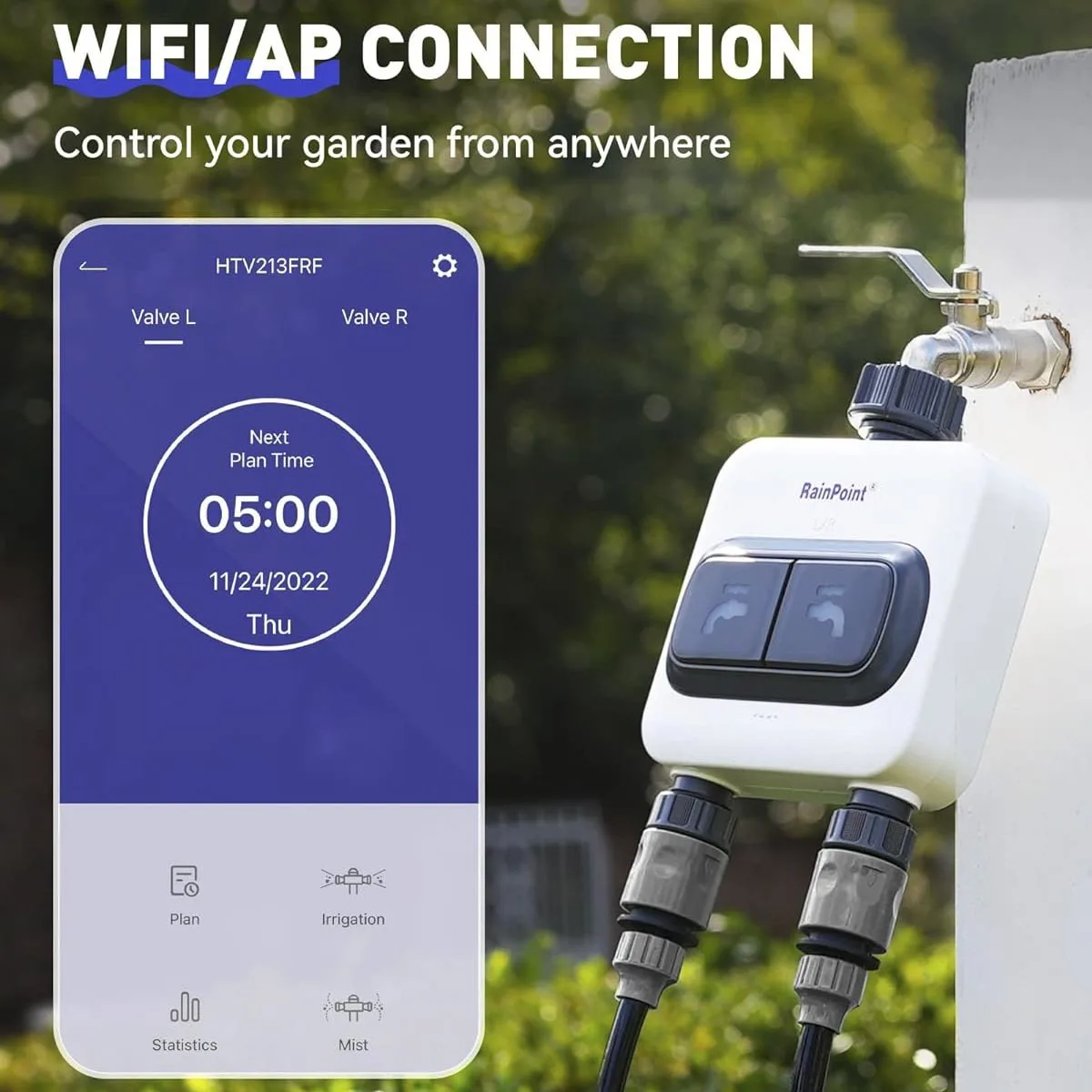 RainPoint Smart 2 Zone Watering Timer WIFI Garden Automatic Irrigation System Drip Sprinkler Controller Valve Garden Water Timer 2