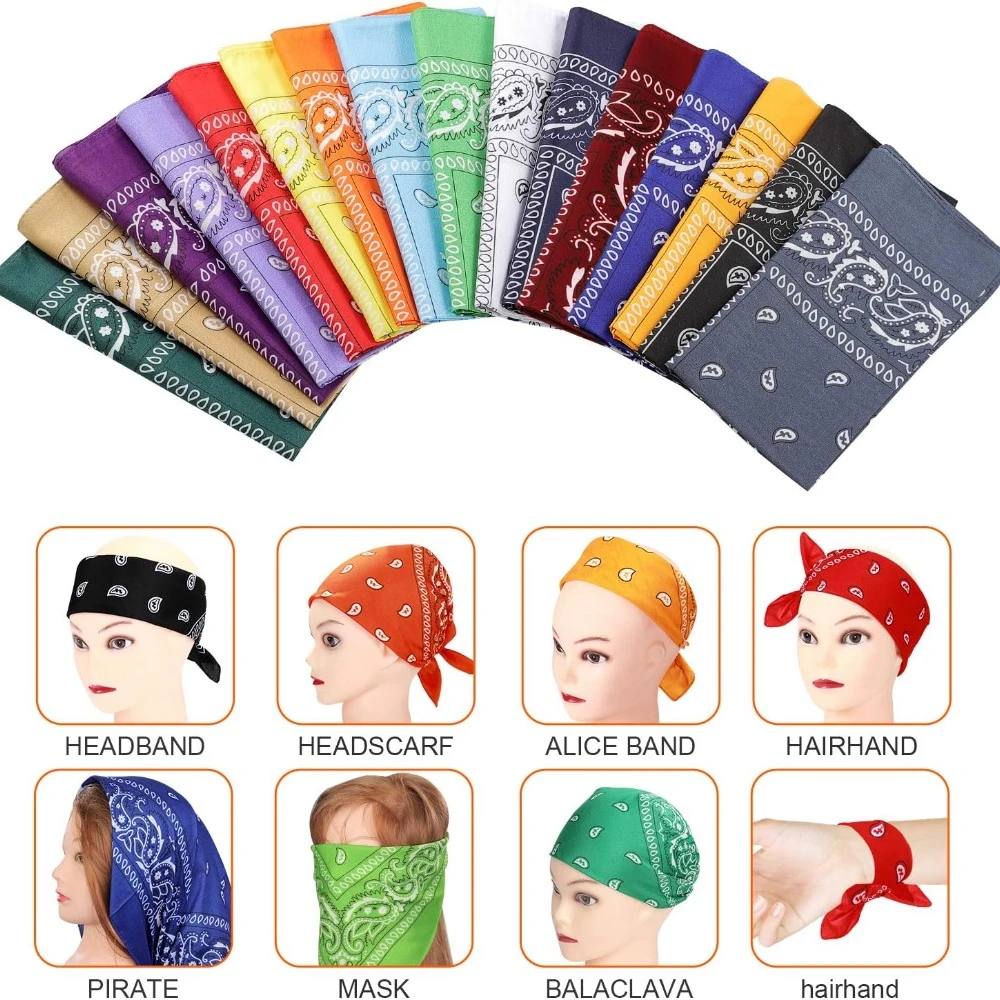 URATOT 16 Pieces Paisley Bandanas Cowboy Bandana Handkerchiefs Paisley Print Head Wrap Scarf, Assorted 16 Colors 3
