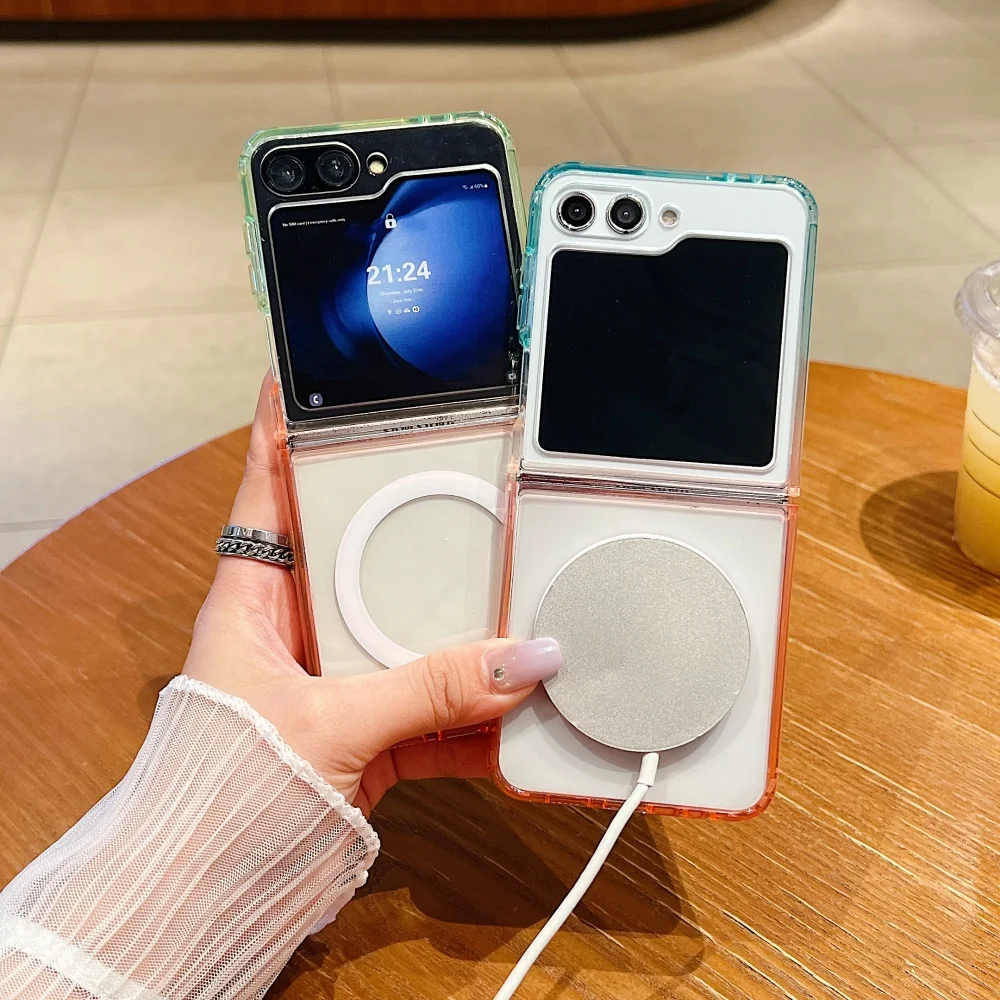 Double Gradient Clear Magnetic Case For Samsung Galaxy Z Flip_voghion.com