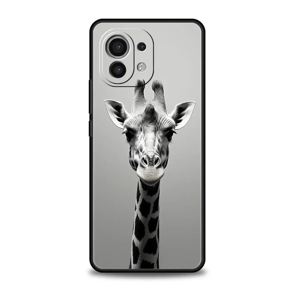 Giraffe Design Silicone Black Phone Case