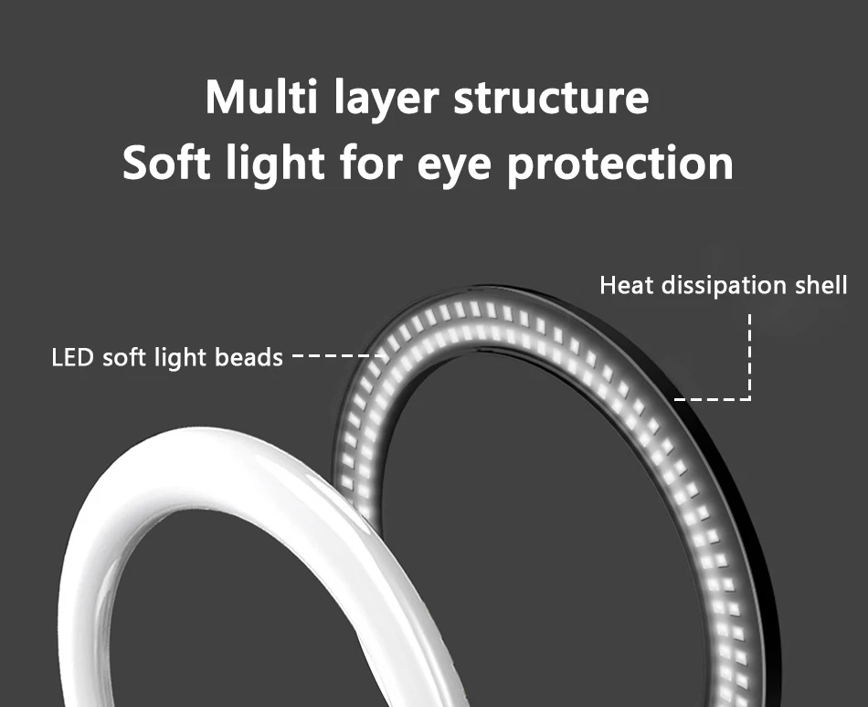 LED Selfie Ring Light com suporte móvel,