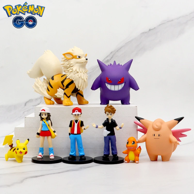 8 Pz/Set Pokemon Scale World Pikachu Ash Ketchum Misty Arcanine Gengar Action Figure Statue Collezione Modello Bambole Giocattoli Per Bambini