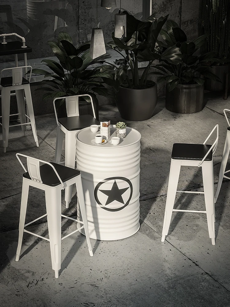 

Промышленный ветровой барный стол и стул, комбинированный диван-бар ktv для молока, чая, барбекю, американский масляный барабан, креативный ретро-стенд