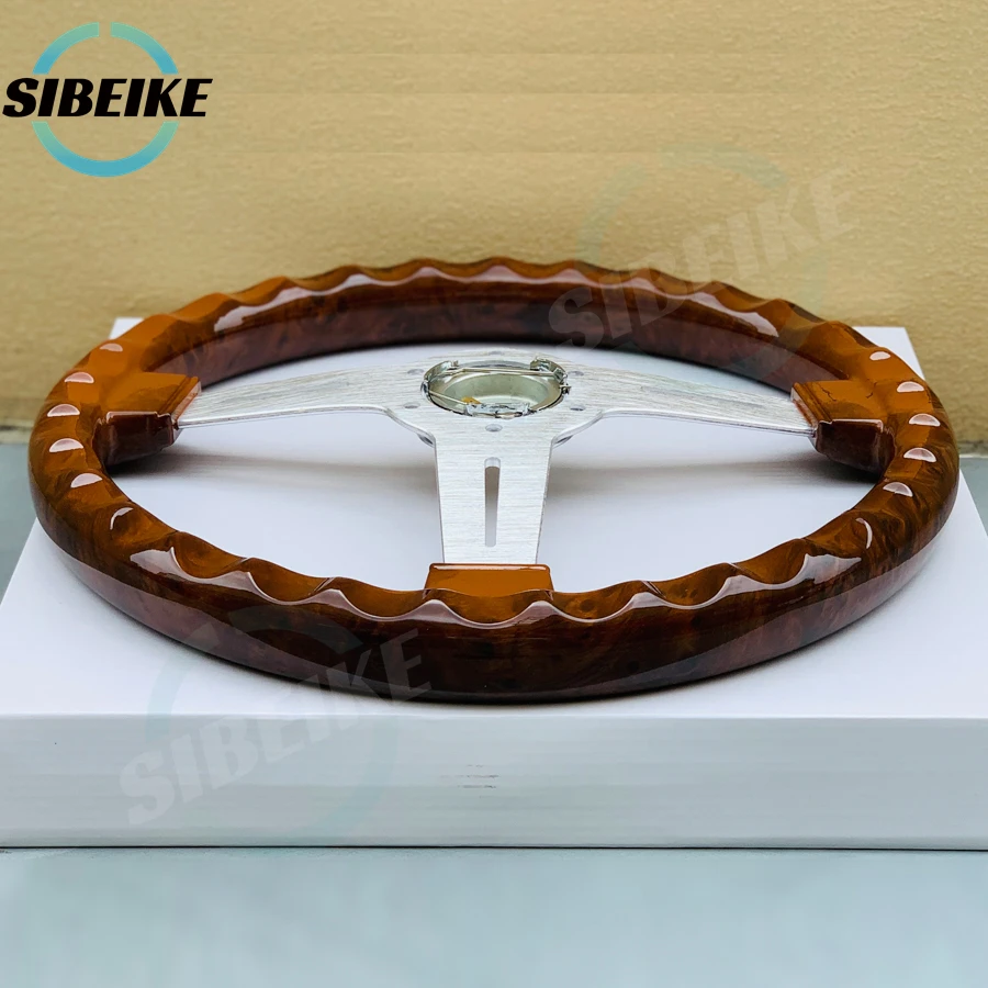 Racing Steering Wheel 14inch Universal Wood Film Steering Wheel Classic Vintage Sports Car Steering Wheel ND Horn Button