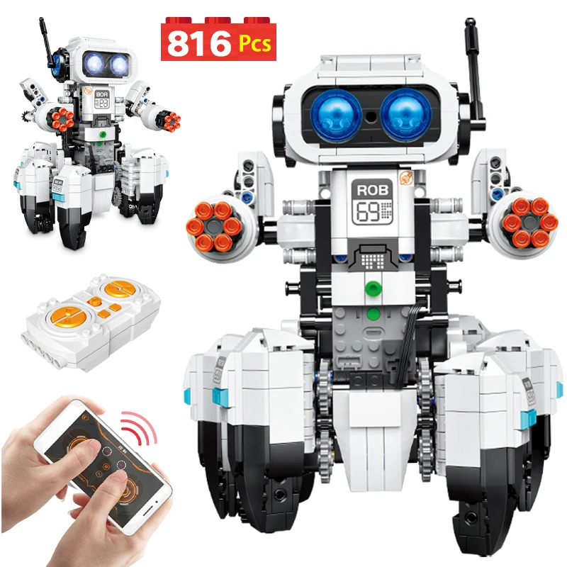 816pcs City RC Electric Intelligent Robots Building Blocks APP Programming  Remote Control Robot Bricks Toys for Kids