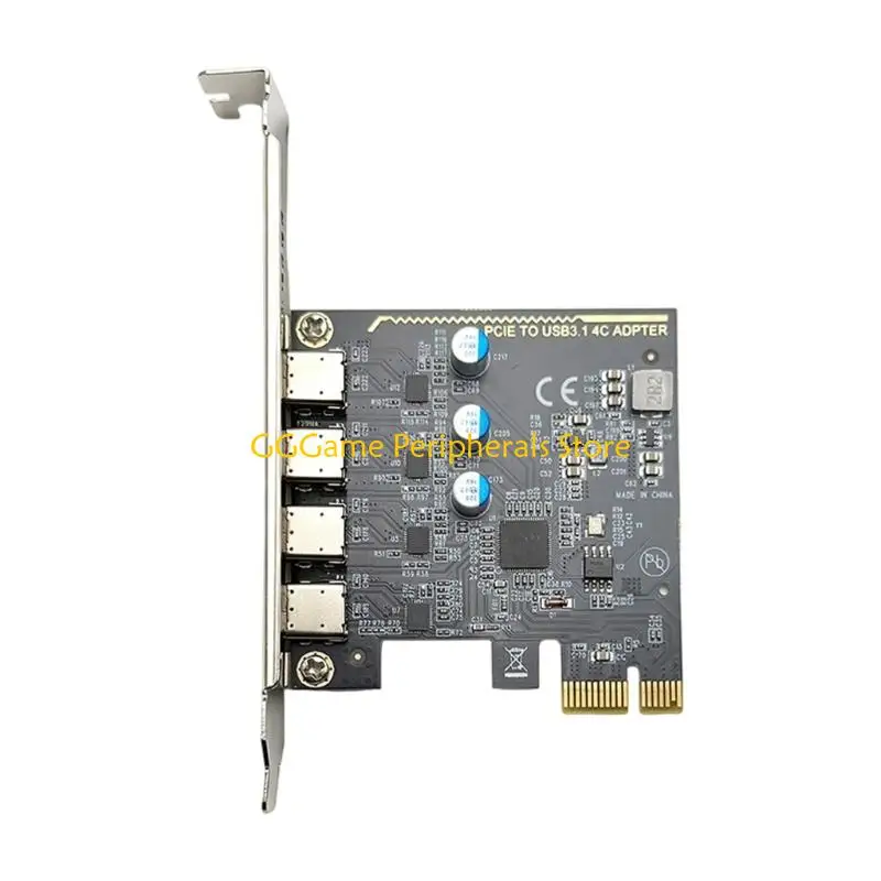 풀 사이즈 및 로우 프로파일 케이스용 이중 브래킷 디자인의 U55B 4포트 USB C PCIExpress 확장 카드
