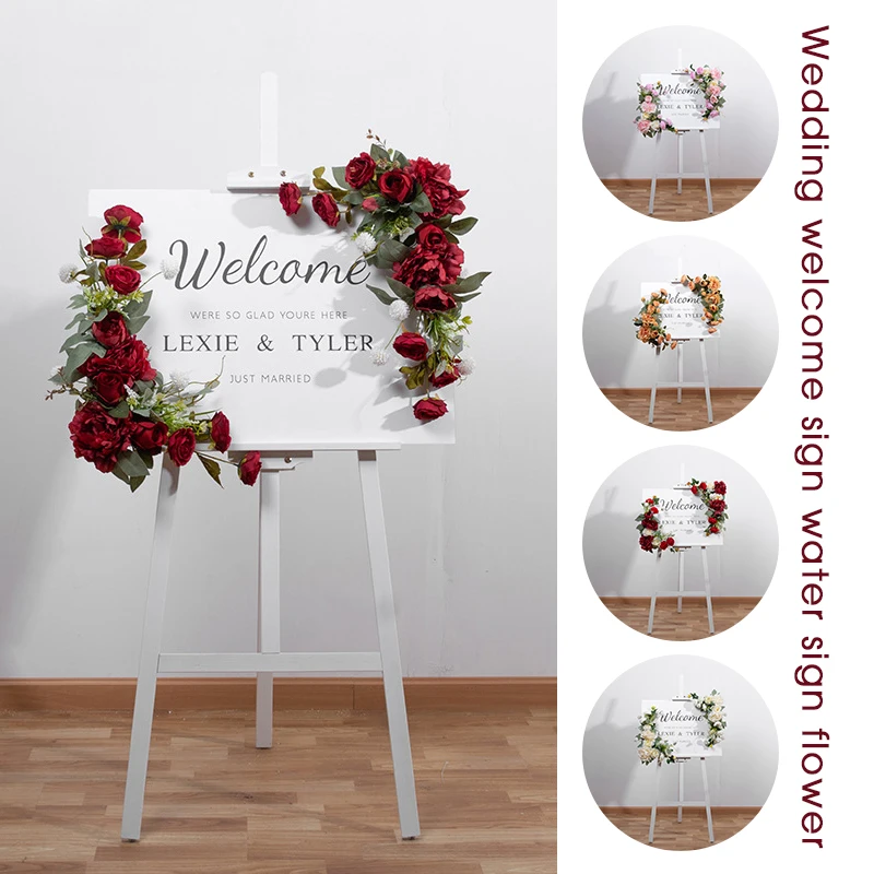 

Artificial Rose Flower Swag Wedding Arch Flowers Swag Wreath Flower Welcome Sign for Party Ceremony Backdrop T Stage Decor