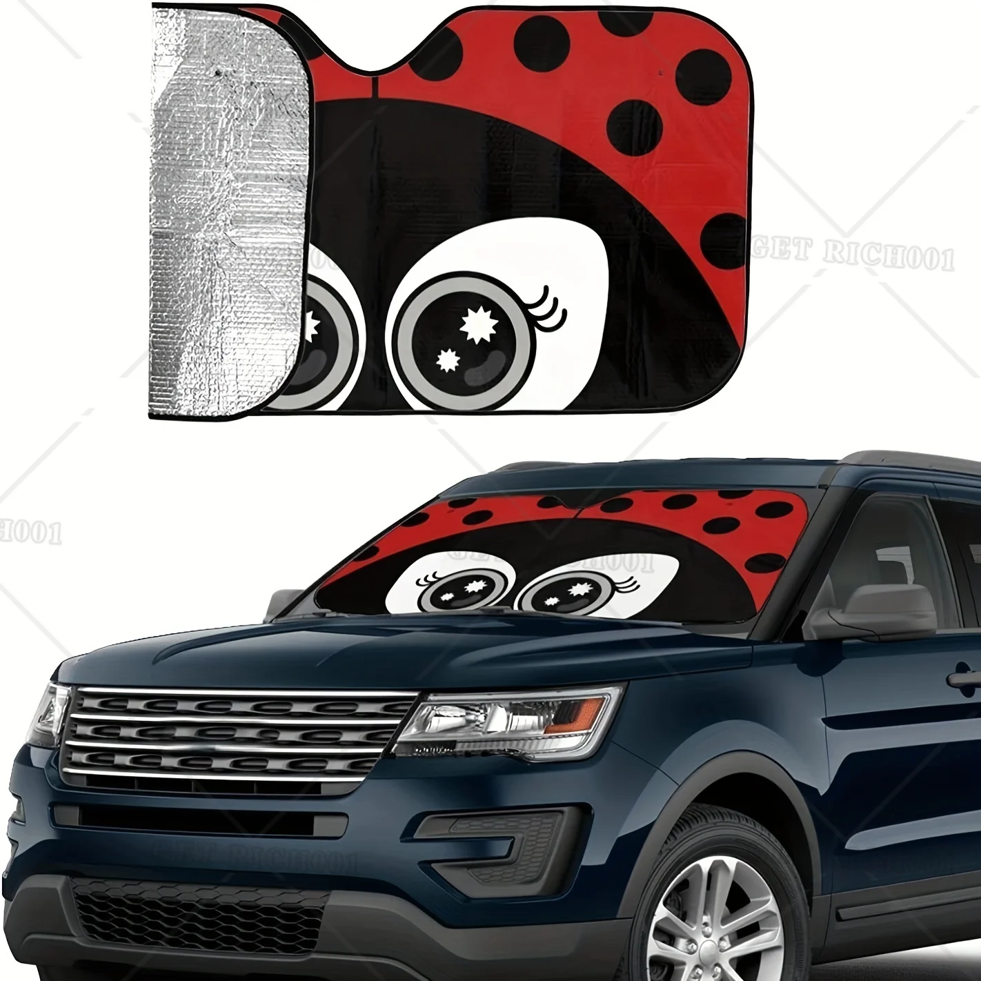 Cute Cartoon Ladybug Windshield Sunshade Car Window Sunshade S/M Size Protect Your Car From UV Rays