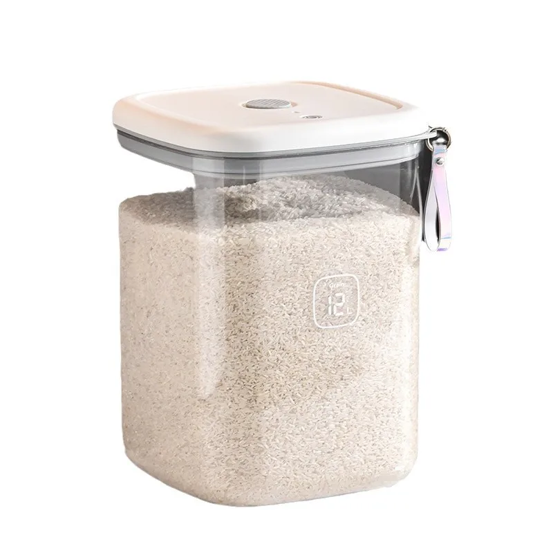 Vacuum Rice Bucket Kitchen Rice Bucket Box Sealed Large Capacity Intelligent Dustproof Grain Can Glass Jar 5