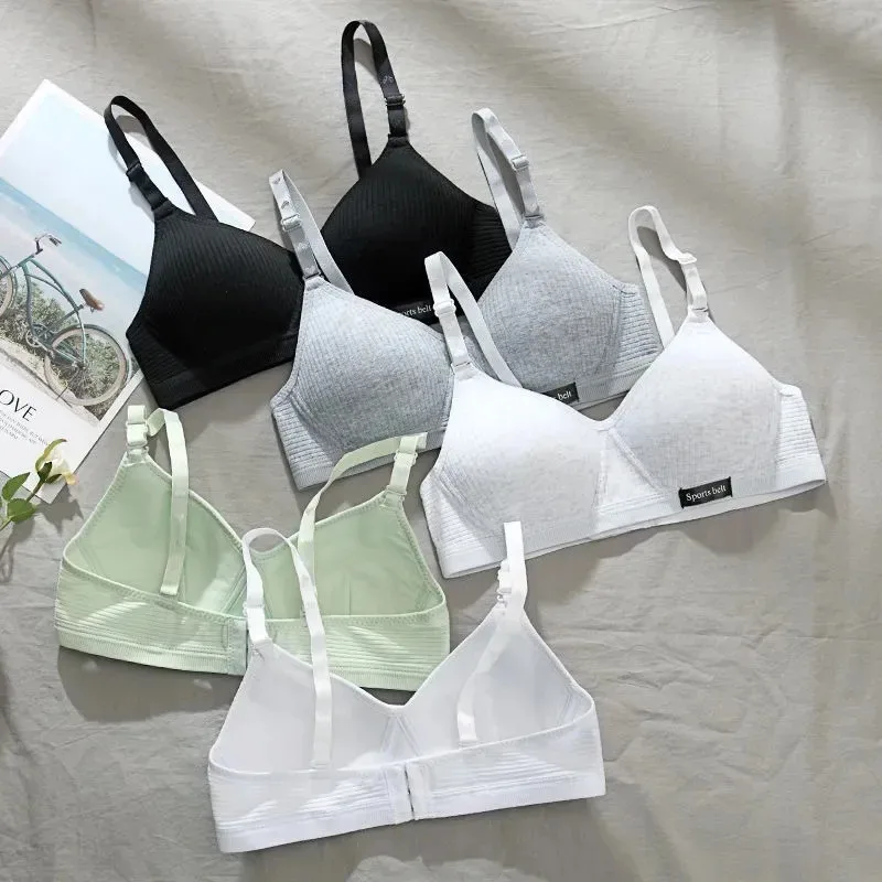 Cotton Women's AB cup Bra Underwear Wireless Gathering Comfortable V-Bra Women's Upward Push Underwear 6