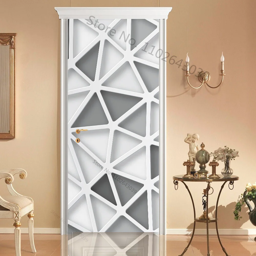 3D Deursticker Witte Bloemen Zelfklevende Muurschildering Woondecoratie Verwijderbare Stickers 95x215cm