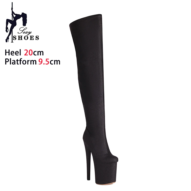 Exotic Pole Dance Boots Ladies Thick Sole Thin High Heels Thigh High Winter Shoes 20CM/8Inch Over Knee Platform Boots For Women