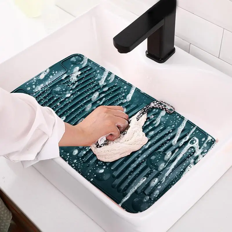 Washing Board Portable Household Non-Slip Silicone Washboard Lazy Personal Laundry Socks Small Washboard Laundry Mat Universal