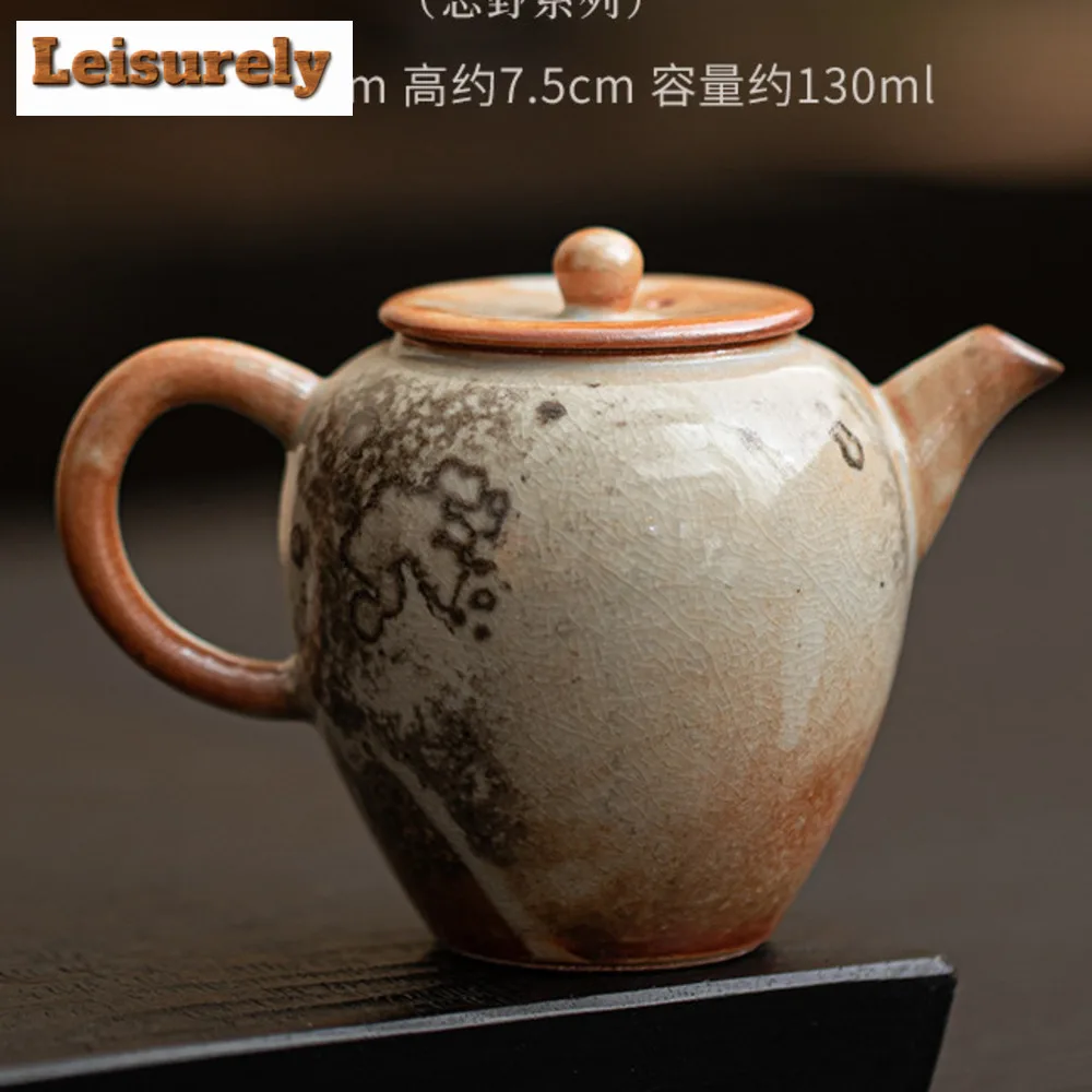 130ml Japanese Wood-fired Porcelain Zhiye Teapot Handmade Gilt Silver Silver Cat  Pot Tea Brewing Kettle Drinkware Decoration