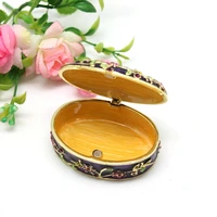 Metal Enamel Trinket Box, Oval Shape Jewelry Box, Wedding Gift 2