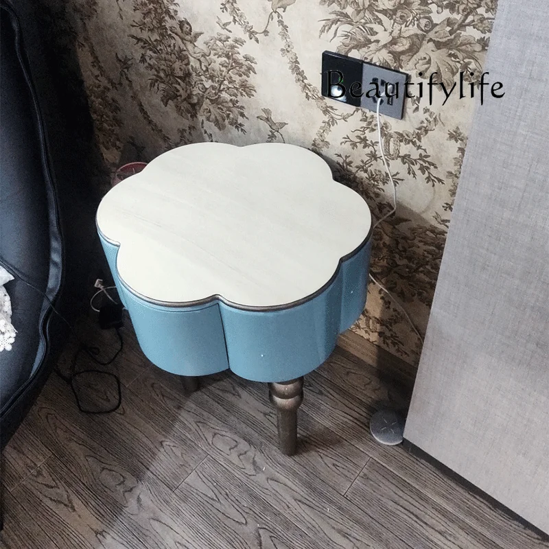 

Nordic Modern Bedside Table Stainless Steel Light Luxury Simple Small Apartment Retro Storage Side Cabinet