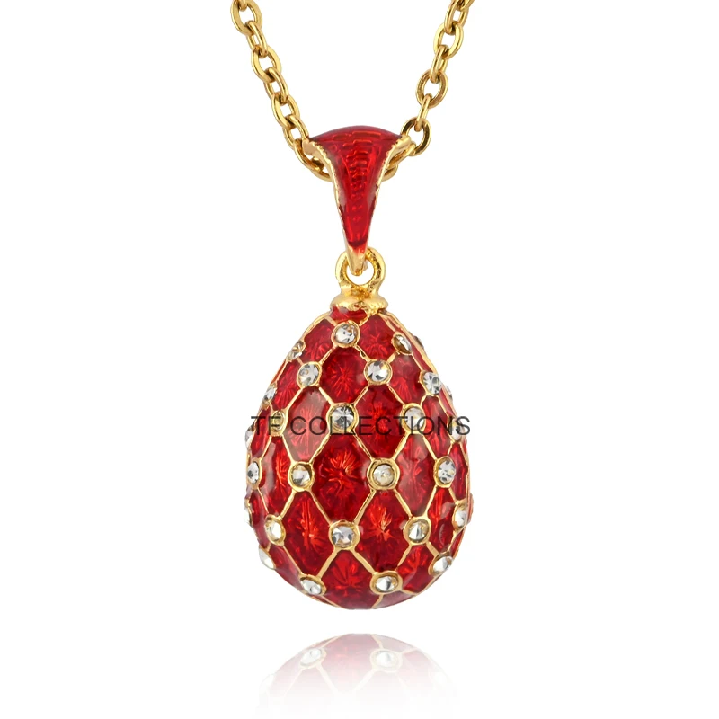 YAFFIL Enamel Handmade Easter Egg Necklace for Women Charm Crystal Rhinestone Mesh Pendant High Quality Holiday Gift 2025 2