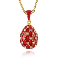 YAFFIL Enamel Handmade Easter Egg Necklace for Women Charm Crystal Rhinestone Mesh Pendant High Quality Holiday Gift 2025 2