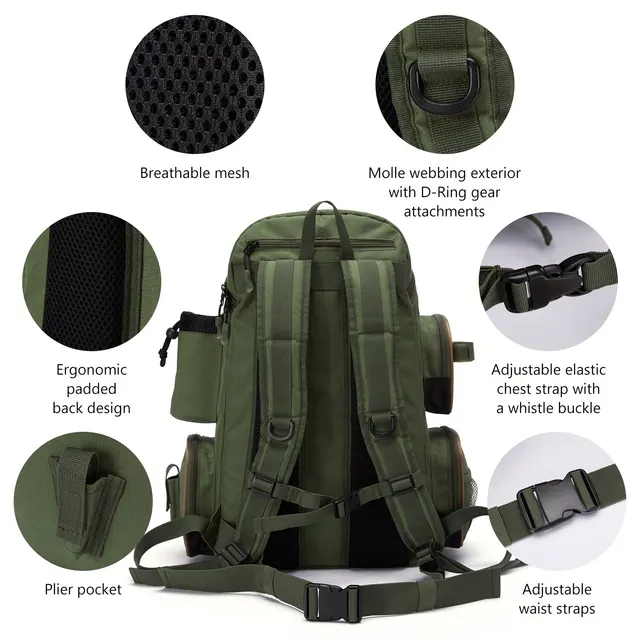 Bassdash Fishing Bag Tackle Backpack Lightweight Tactical Tackle Box Multifunctional 5 Bassdash Fishing Bag Tackle Backpack Lightweight Tactical Tackle Box Multifunctional 5